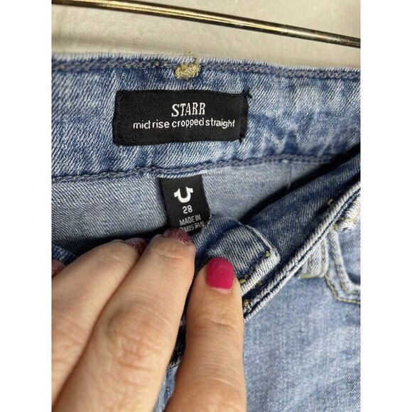 True Religion Brand Starr Distressed Raw Midrise Straight 28 Cut Off Shorts - Picture 3 of 10